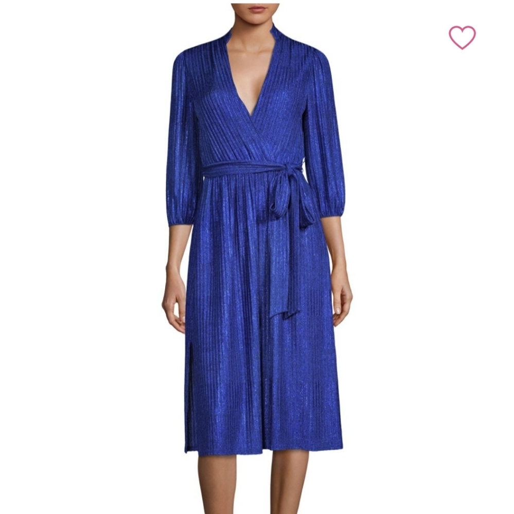 Alice and Olivia katina wrap metallic dress